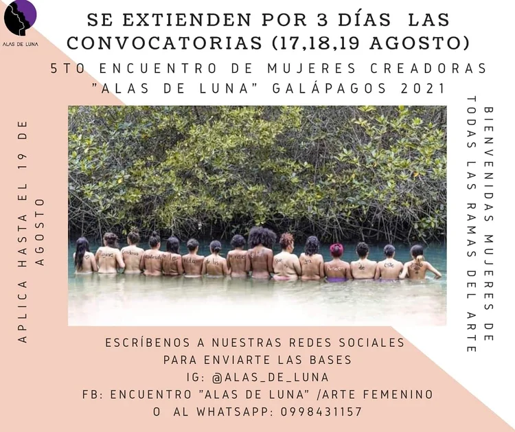 Convocatoria para aplicar al “5to encuentro de mujeres creadoras Alas de luna I Galápagos 2021