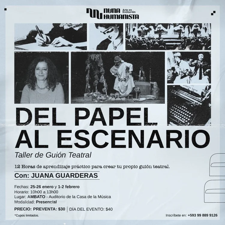 TALLER DE GUIÓN TEATRAL CON LA RECONOCIDA ACTRIZ JUANA GUARDERAS